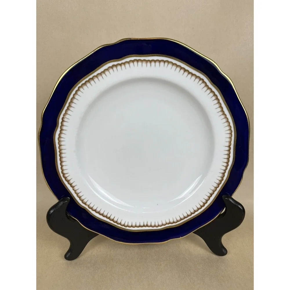 2 HTF Antique Spode Copeland Cobalt Blue Gold Trim R7767 Salad Plate 7 3/4”‎